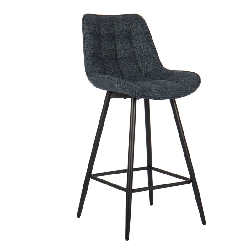Lot de 2 tabourets de bar style vintage en tissu coloris bleu foncé collection ALTO