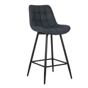 Lot de 2 tabourets de bar style vintage en tissu coloris bleu foncé collection ALTO