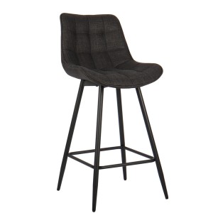 Lot de 2 tabourets de bar ALTO – Style vintage – Tissu gris foncé – Assise confortable et design