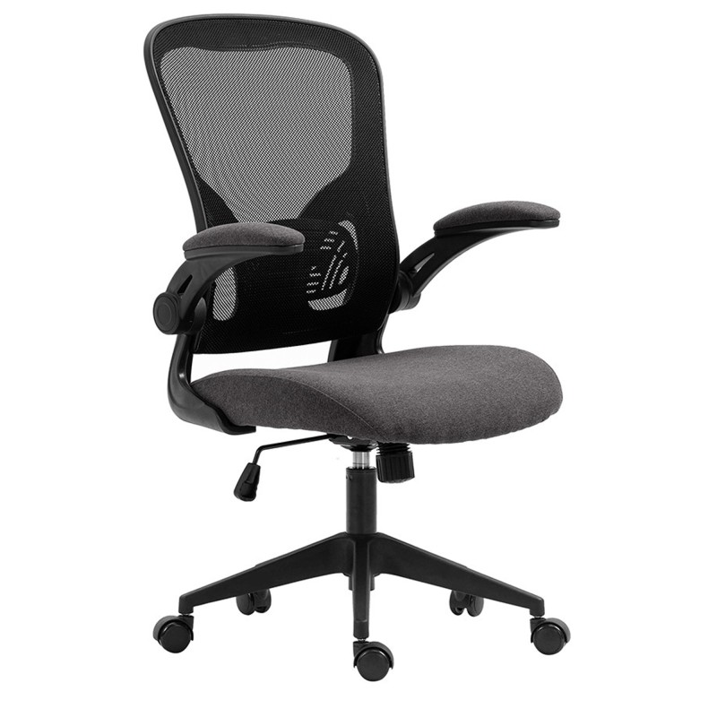 Chaise de bureau IPOLIST – Tissu filet noir et gris – Confort et modernité pour votre espace de travail