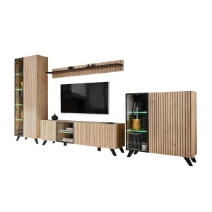 Ensemble de 4 meubles de salon NIELSEN – Chêne et noir