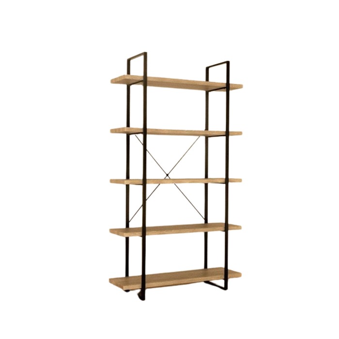 Étagère industrielle SHELVES – 5 niveaux – Bois et métal – Design loft tendance