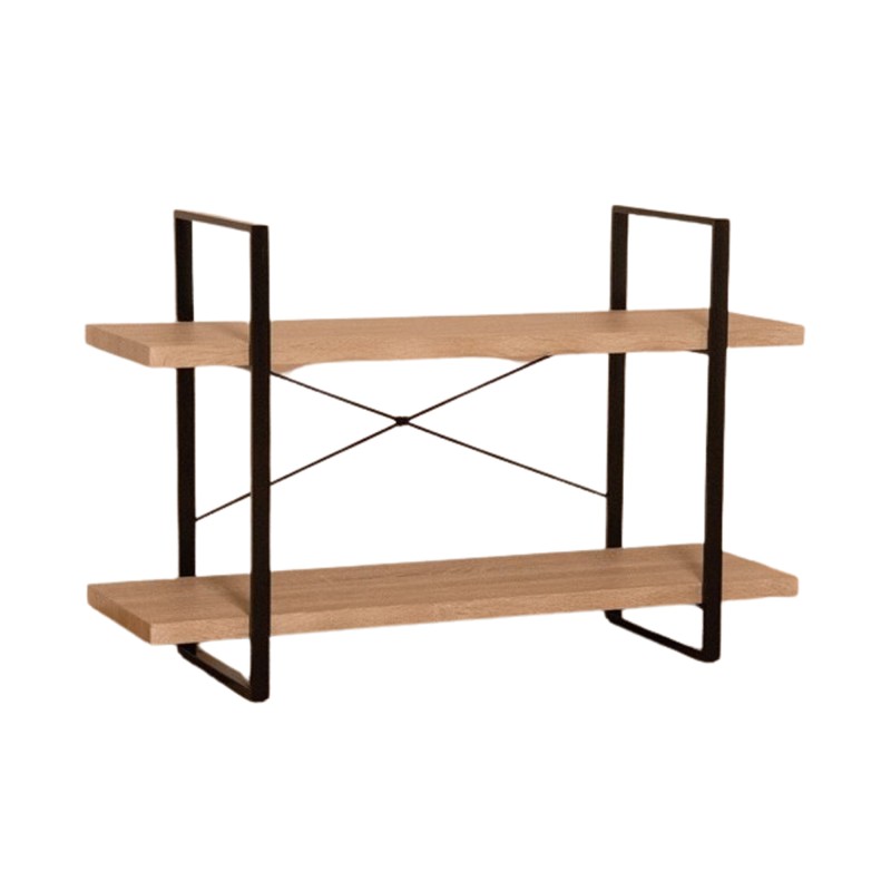 Étagère industrielle SHELVES – 2 niveaux – Bois et métal – Design loft tendance
