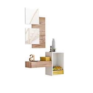 Meuble d’entrée TORTH 1 – Ensemble complet – Coloris chêne et blanc – Design moderne et pratique