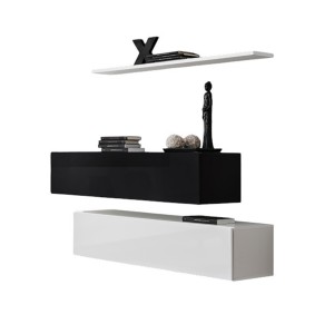 Ensemble meubles de salon SWITCH SBII – Design moderne – Blanc et noir brillant