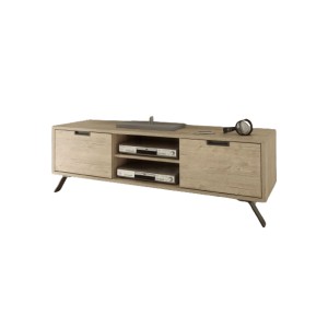 Meuble TV 156 cm SHOW – 2 portes – Chêne clair – Design moderne et fonctionnel