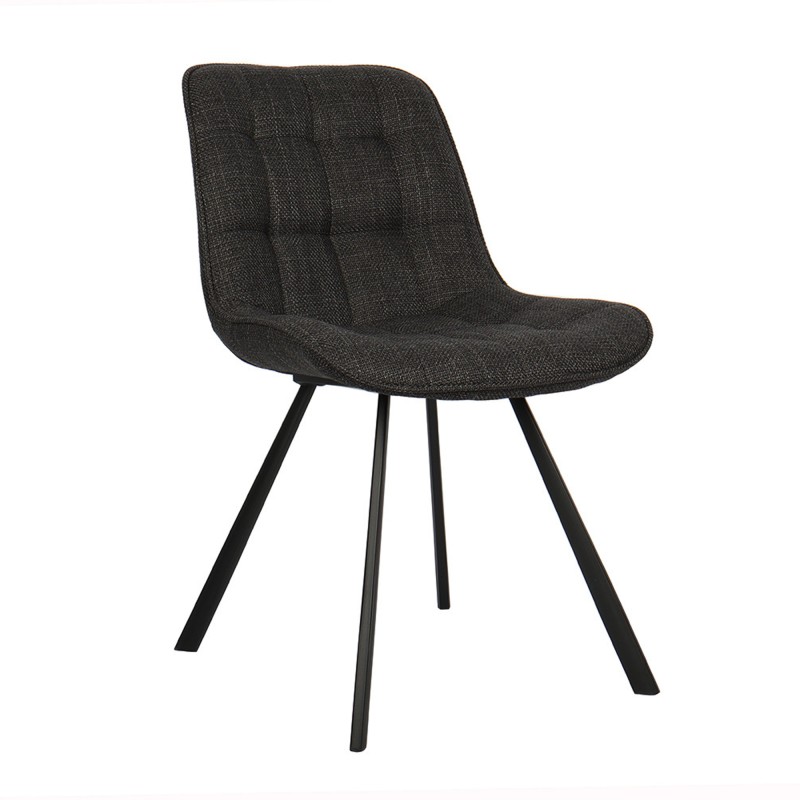 Lot de deux chaises de salon en tissu coloris gris foncé collection PALMA. Structure métallique noir