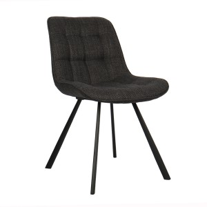 Lot de deux chaises de salon en tissu coloris gris foncé collection PALMA. Structure métallique noir