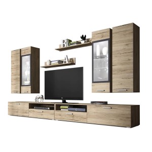 Composition XL de 8 meubles design pour salon couleur chêne et gris anthracite collection CONNOR