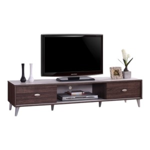 Meuble TV ANKARA – 150 cm – 2 portes coulissantes – Noyer & Blanc – Design moderne