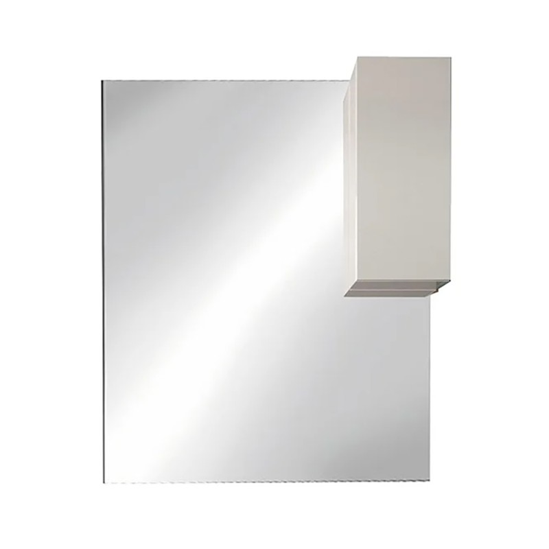 Miroir design avec rangement, 100x110 cm, collection VITARIO, coloris blanc brillant