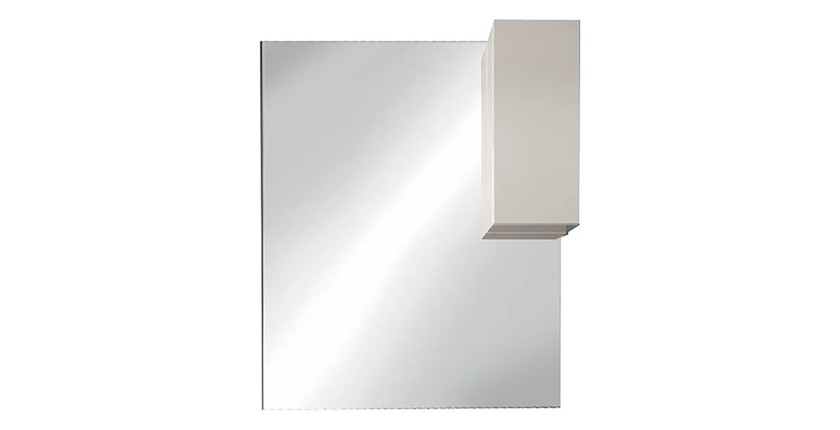 Miroir design avec rangement, 100x110 cm, collection VITARIO, coloris blanc brillant
