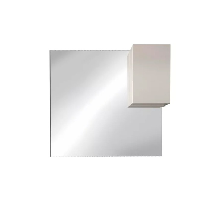 Miroir design avec rangement, 120x110 cm, collection VITARIO, coloris blanc brillant
