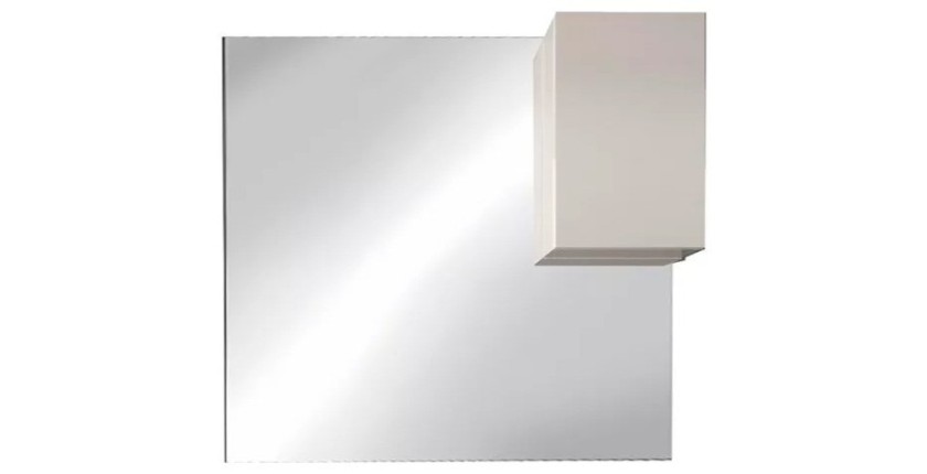 Miroir design avec rangement, 120x110 cm, collection VITARIO, coloris blanc brillant