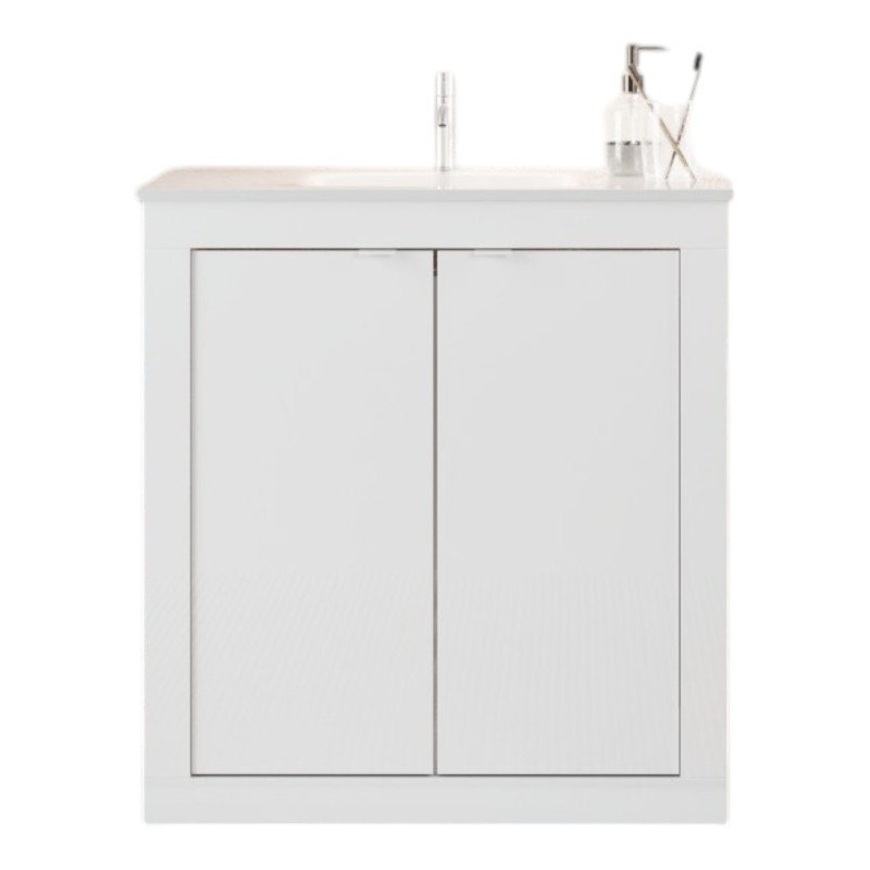 Meuble salle de bain VIENNE – 1 vasque – 2 portes – 82 cm – Blanc brillant – Design moderne