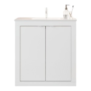 Meuble salle de bain VIENNE – 1 vasque – 2 portes – 82 cm – Blanc brillant – Design moderne
