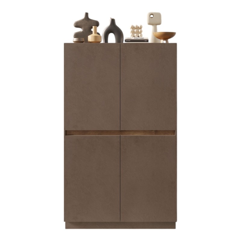 Armoire de rangement 4 portes FANZY – Coloris marron et chêne foncé – Grand espace de rangement