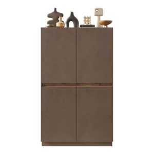 Armoire de rangement 4 portes FANZY – Coloris marron et chêne foncé – Grand espace de rangement