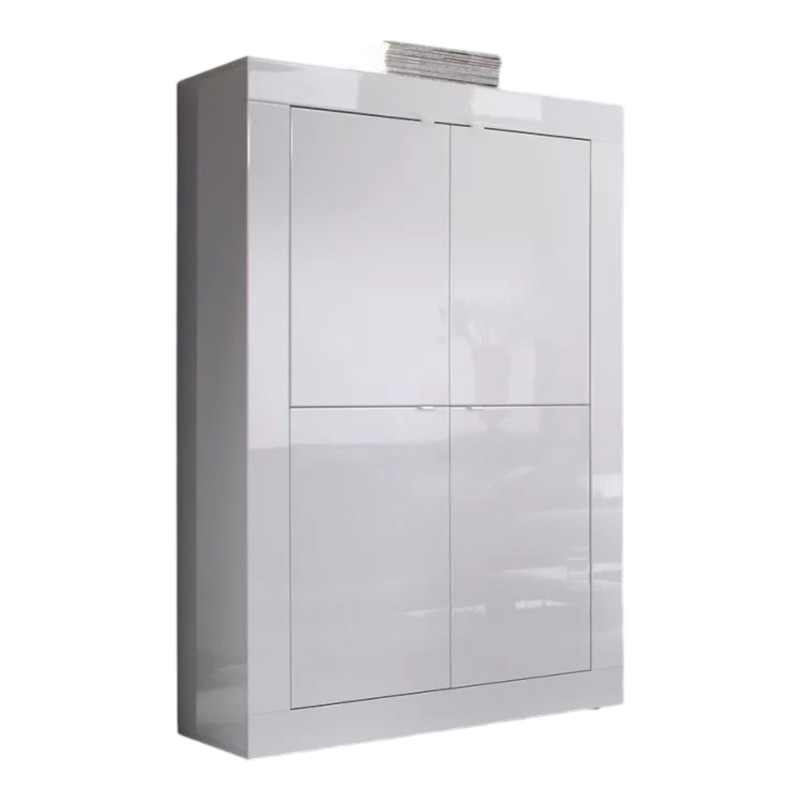Vaisselier 4 portes ISORA – Blanc laqué brillant – Design moderne et fonctionnel