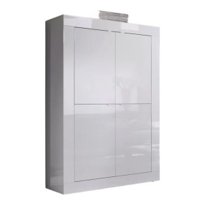 Vaisselier 4 portes ISORA – Blanc laqué brillant – Design moderne et fonctionnel