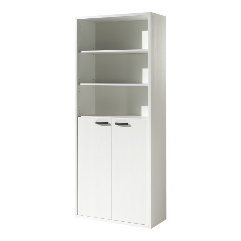 Bibliothèque de bureau – 2 portes et étagères – Collection SOON – Blanc Mat