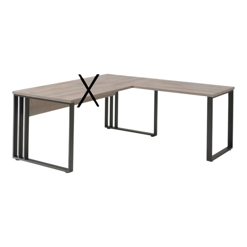 Retour de bureau YUKON – 100 cm chêne brut et pieds noirs – Extension design avec structure métallique