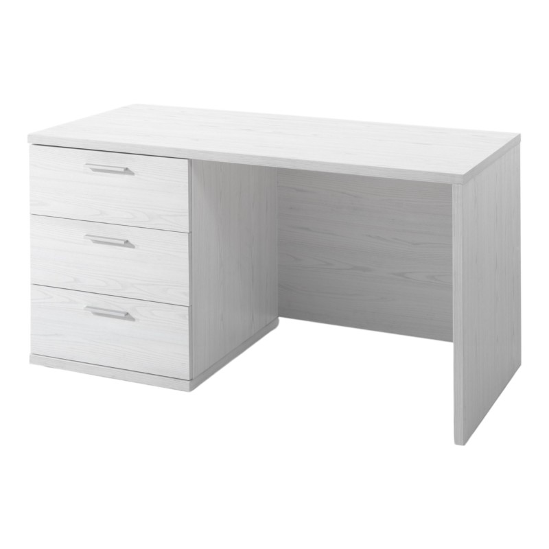 Bureau robuste pour enfant avec 3 tiroirs collection OLVENA coloris blanc effet bois.