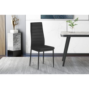 Lot de 4 chaises de salle à manger KEIZO – Design moderne – Pieds en métal noir – Revêtement PU