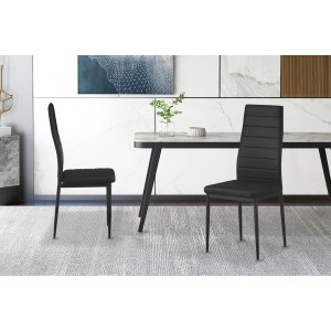 Lot de 4 chaises de salle à manger KEIZO – Design moderne – Pieds en métal noir – Revêtement PU