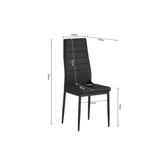 Lot de 4 chaises de salle à manger KEIZO – Design moderne – Pieds en métal noir – Revêtement PU