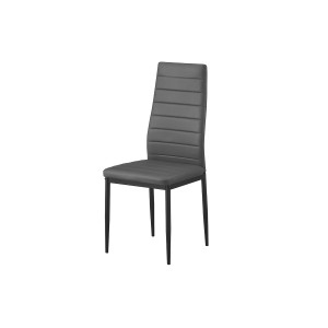 Lot de 4 chaises de salle à manger KEIZO – Design moderne – Pieds en métal noir – Revêtement PU gris