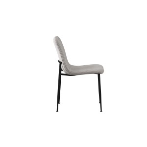 Chaise de salle à manger CORDUROY – Velours côtelé gris clair – Pieds en métal noir – Style design