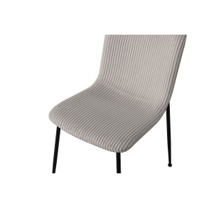 Chaise de salle à manger CORDUROY – Velours côtelé gris clair – Pieds en métal noir – Style design