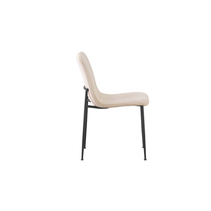 Chaise de salle à manger CORDUROY – Velours côtelé beige – Pieds en métal noir – Style design