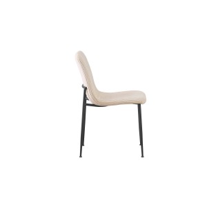 Chaise de salle à manger CORDUROY – Velours côtelé beige – Pieds en métal noir – Style design