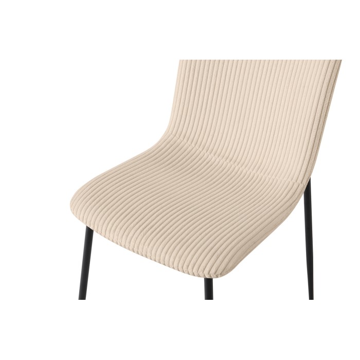 Chaise de salle à manger CORDUROY – Velours côtelé beige – Pieds en métal noir – Style design