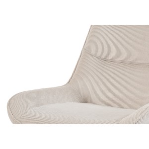 Chaise de salle à manger LOLA – Velours côtelé sable – Pieds en métal noir – Style design / industriel