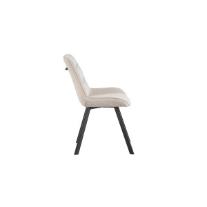 Chaise de salle à manger LOLA – Velours côtelé sable – Pieds en métal noir – Style design / industriel