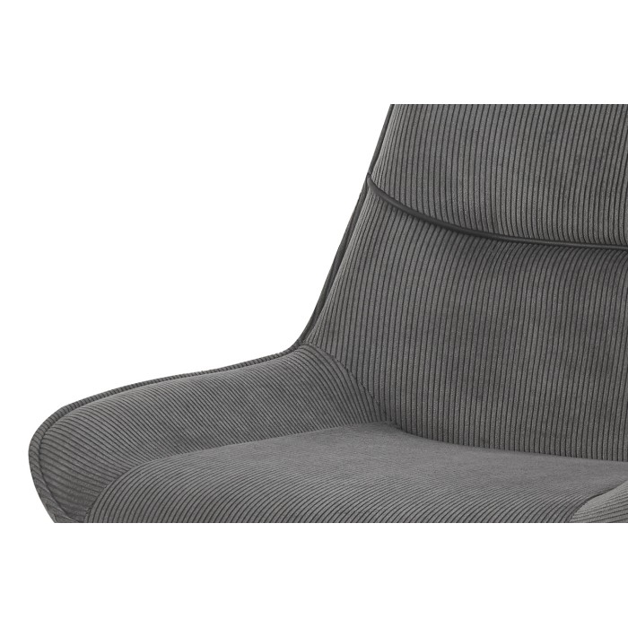 Chaise de salle à manger LOLA – Velours côtelé gris – Pieds en métal noir – Style design / industriel