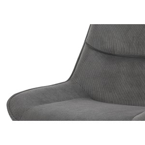 Chaise de salle à manger LOLA – Velours côtelé gris – Pieds en métal noir – Style design / industriel