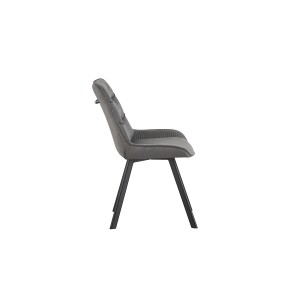 Chaise de salle à manger LOLA – Velours côtelé gris – Pieds en métal noir – Style design / industriel