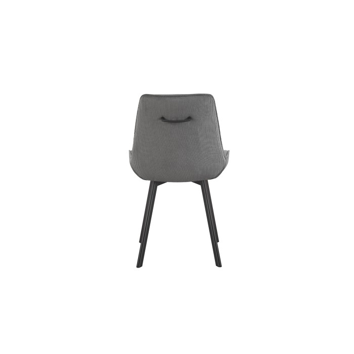 Chaise de salle à manger LOLA – Velours côtelé gris – Pieds en métal noir – Style design / industriel