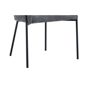 Chaise de salle à manger CAMPBELL – Tissu gris – Accoudoirs – Pieds en métal noir – Style design / industriel