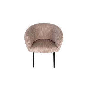 Chaise de salle à manger SEVILLE – Velours côtelé sable – Accoudoirs – Pieds en métal noir – Style design / industriel