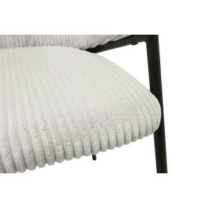 Chaise de salle à manger IMANY – Velours côtelé gris clair – Accoudoirs – Pieds en métal noir – Style design / industriel