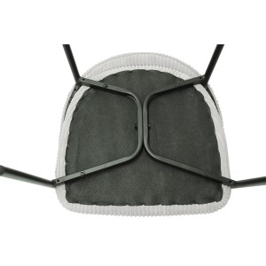 Chaise de salle à manger IMANY – Velours côtelé gris clair – Accoudoirs – Pieds en métal noir – Style design / industriel