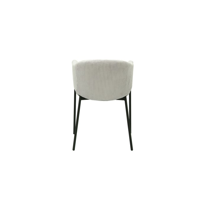 Chaise de salle à manger IMANY – Velours côtelé gris clair – Accoudoirs – Pieds en métal noir – Style design / industriel