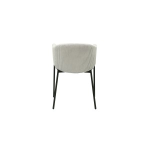 Chaise de salle à manger IMANY – Velours côtelé gris clair – Accoudoirs – Pieds en métal noir – Style design / industriel