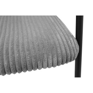 Chaise de salle à manger IMANY – Velours côtelé gris foncé – Accoudoirs – Pieds en métal noir – Style design / industriel