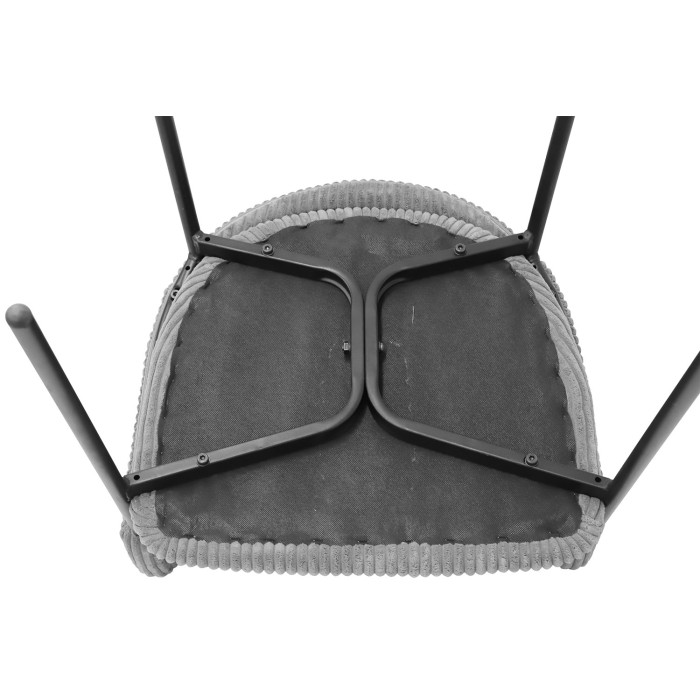 Chaise de salle à manger IMANY – Velours côtelé gris foncé – Accoudoirs – Pieds en métal noir – Style design / industriel